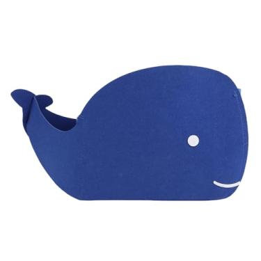 Imagem de aqxreight Caixa de Armazenamento de Feltro Dobrável Em Forma de Baleia Bonito Dos Desenhos Animados Multiuso Pequena Cesta de Armazenamento de Tecido para Roupas Livros de Brinquedo (Azul)