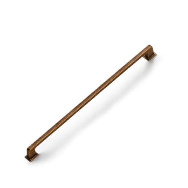 Imagem de SORWDUERM Pacote com 5 puxadores de armário de latão antigo quadrado 12,6" (320 mm) orifício central retrô vintage puxadores de gaveta puxadores de armário ferragens de cozinha