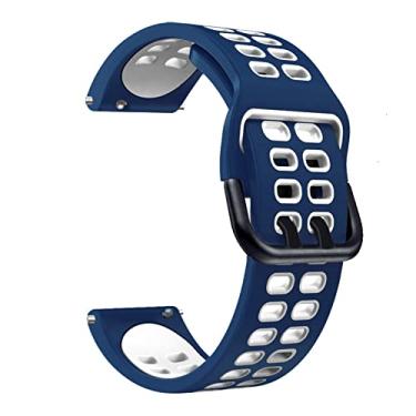 Imagem de FULNES Pulseiras de silicone para TicWatch Pro 3 Ultra/LTE/2021 GPS S2 E2 GTX Pulseiras de substituição 20 22mm Pulseira (Cor: AZUL Branco, Tamanho: 22 Para Ticwatch GTX)