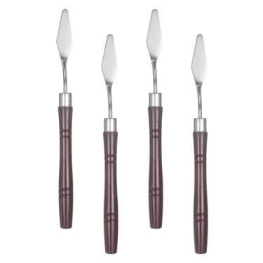 Imagem de Generic 4 peças de faca de paleta, ferramenta de pintura de 16 cm, lâmina de aço inoxidável pontiaguda, cabo de plástico, espátula de pintura para óleo acrílico, vermelho