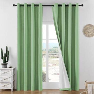 Imagem de Cortinas Blackout Joydeco Linen 100% Blackout 244 cm, verde sálvia