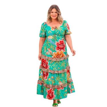 Imagem de Vestido plus size mid com decote coração e lastex nas costas com manga