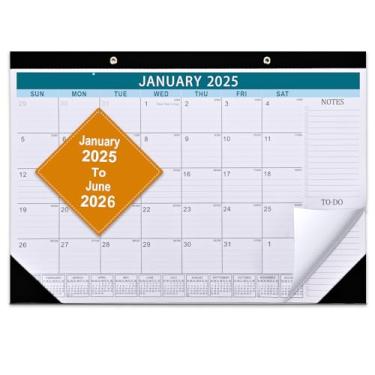 Imagem de Calendário de mesa 2025 – 18 meses, funciona de janeiro de 2025 a junho de 2026 – agenda grande de mesa/parede de 43 x 30 cm com blocos grandes pautados