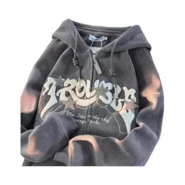 Imagem de Moletom Com Capuz Feminino Y2K Harajuku Outono Manga Longa Com Zíper B