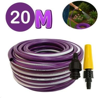 Imagem de Mangueira 20m Lilas Antitorção P/ Jardim quintal E Uso Doméstico Casa 