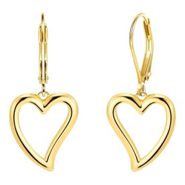 Imagem de ONLYJUMP Brincos femininos banhados a ouro 14 quilates com zircônia cúbica pequena argola vermelha esmaltada coração orelha cuff inicial brincos pequenos joias mínimas, Extra Large, Metal, Sem pedra