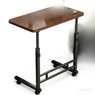 Imagem de Mesa Notebook com Rodízios - Altura Ajustável Multifuncional para Home Office, Escritório e Sala, Ideal para Computador e Escrivaninha Compacta (Marrom com preto)