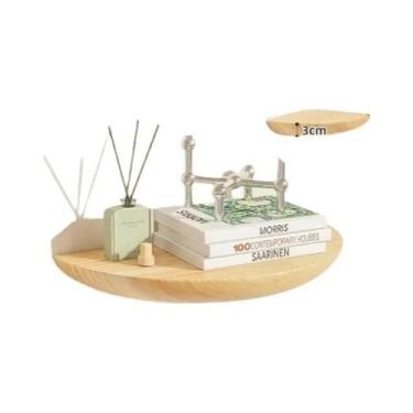 Imagem de Prateleira Flutuante De Madeira Em Forma De Meia Lua Montada Na Parede