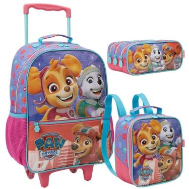 Imagem de Kit Mochila Rodinhas Lancheira Estojo Patrulha Canina Skye