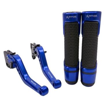 Imagem de Kit Manete E Manopla Pegasus Stark Moto Ybr Factor 125 Lona, Azul
