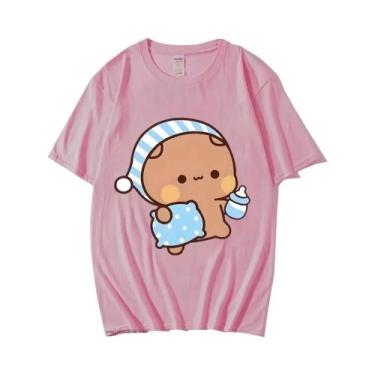 Imagem de Camiseta Gráfica Feminina BuBu Panda DuDu Bear, Estilo Casal, Manga Lo
