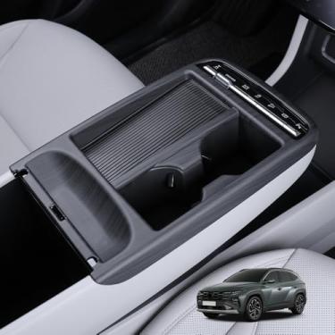 Imagem de Cnaurda Painel de mudança de marchas para console central, acabamento de painel de console de carro, capa de moldura compatível com Hyundai Tucson 2025 (padrão de fibra de carbono)