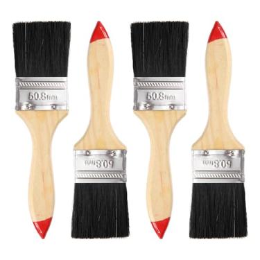 Imagem de HARFINGTON 4 pincéis de pintura com lascas de 5 cm, pincéis de pintura de cerdas naturais com cabo de madeira para pintura de arte faça você mesmo, móveis, cercas de armário, deck, parede, porta