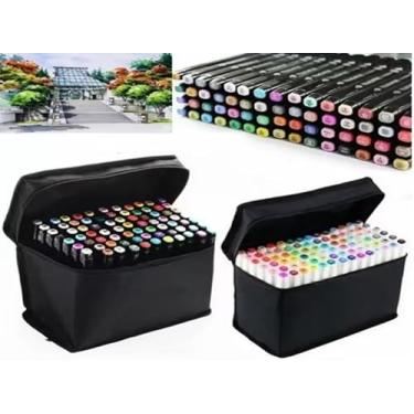 Imagem de Kit de 60 Canetas Marcador Permanente Ponta Dupla Touch Coloridas para Desenho Profissional Escolar Infantil com Estojo Organizador Base Artista Canetinhas Hidrográficas Alcool Caneta para Colorir