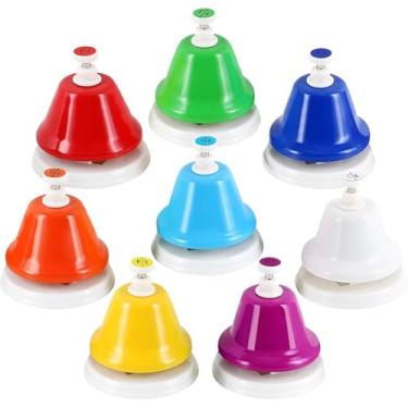 Imagem de Conjunto de 8 Sinos de Mão Diatônicos de Metal Coloridos - Instrumento Musical e Presente Educativo para Crianças