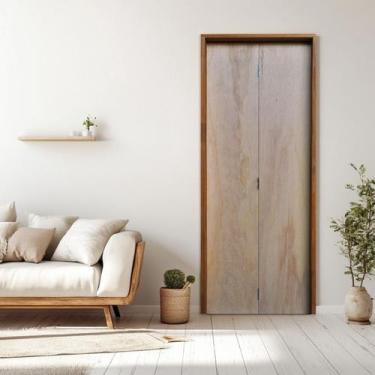 Imagem de Kit Porta de Madeira Camarão 210x72cm Batente 14cm Rodam Abertura Dire