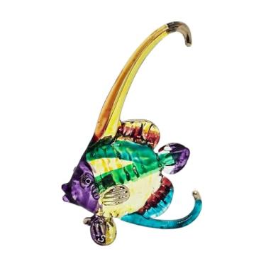 Imagem de Mr_air_thai_Glass_Blown Peixe marinho multicolorido de 6,5 cm de barbatana longa - Miniatura de animais de vidro soprado à mão, bonequinhos coloridos, pequenos cristais decorativos, estatuetas