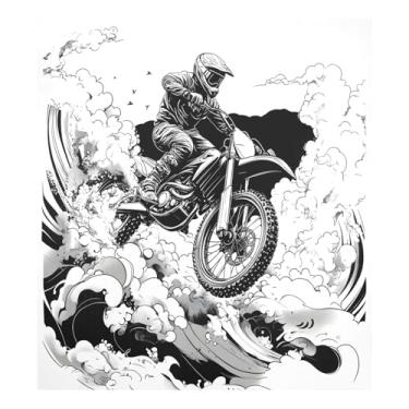Imagem de Qilmy Capa magnética de motocicleta para máquina de lavar louça, 58 x 66 cm, capa decorativa para geladeira para porta da frente, adesivo magnético, máquina de lavar, painel de geladeira, decalque