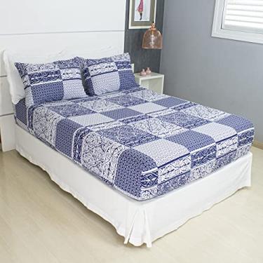 Imagem de Jogo de Lençol Cama Casal Malha 100% Algodão 3 Peças Estampado Com Elástico Toque Macio Cozzilar (Modelo 10)