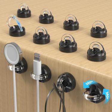 Imagem de Clipes magnéticos rotativos, suporte de cabo ajustável suave, gerenciamento de cabos sob a mesa, suporte de fio de carregamento adesivo organizador para mesa de cabeceira de escritório (pacote com 12