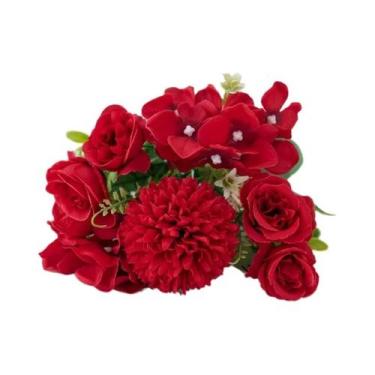 Imagem de Buquê De Flores Artificiais De Seda Rosa Crisântemo Para Casamento, Ar