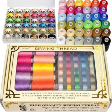 Imagem de 72 bobinas de metal pré-enroladas de 36 cores e carretéis de linha de costura de 36 cores para costura manual e máquina, emergência e viagens, faça você mesmo e em casa