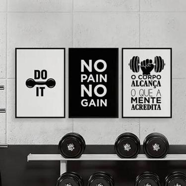 Imagem de Kit 3 Quadros Academia Do It 33X24Cm - Com Vidro