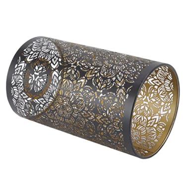 Imagem de Naroote Abajur de Metal Oco Esculpido Abajur Decorativo Antigo Mesa de Cabeceira para Quarto Sala de Estar, Padrão Circular de Ferro Forjado E27 E26 Destacável