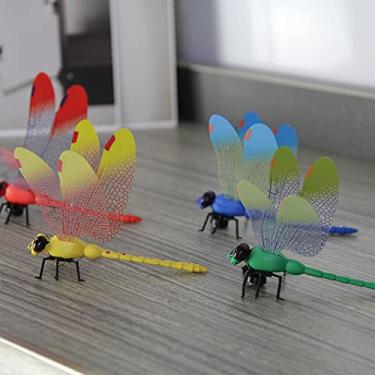 Imagem de 4 Peças Adesivos de Geladeira em Forma Libélula Adesivo Parede PVC Decoração Arte DIY para Lar Sala Estar Berçário Jardim Magnéticos Removíveis