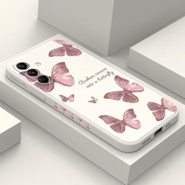 Imagem de LEECG Capa de telefone fina fina com design de flores de toque macio para 2026, borboleta arroz branco