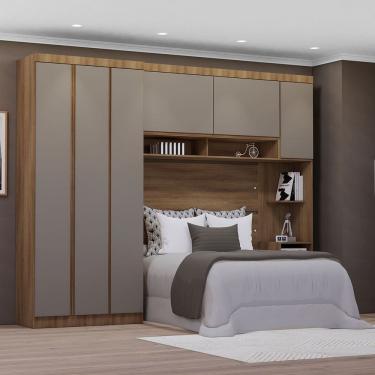 Imagem de Quarto de Casal Com Guarda Roupa e Mesa de Cabeceira 284cm Veneza Luciane Moveis