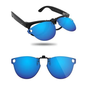 Imagem de Fiskr Óculos de sol polarizados clip-on flip up antirreflexo óculos de proteção UV para Ray-Ban Meta Skyler RW4014 (Gen 2) 52 mm, Azul gelo, 52mm