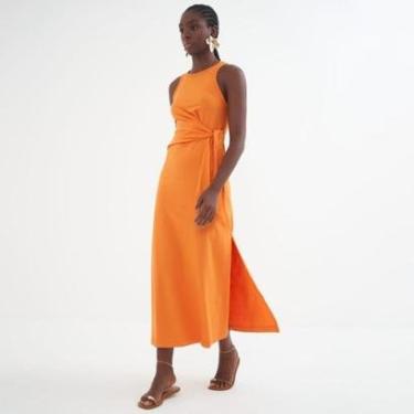 Imagem de Vestido Super Mid Colcci Faixa Laranja Pitanga Feminino-Feminino