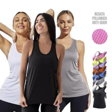 Imagem de Kit 3 REGATAS DRY MALHA FRIA POLIAMIDA FEMININA Camiseta Blusinha Academia Fitness Corrida 660-Feminino