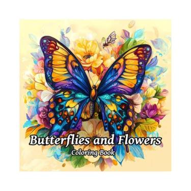 Imagem de Livro De Colorir Para Adultos Borboletas E Flores 20x20cm 24 Páginas L