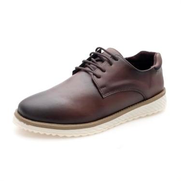 Imagem de Sapato Masculino Oxford Derby Hybrid, Café, Confortável e Elegante, Estilo Casual Mocassim (Marrom/Café, BR, Adulto, Numérico, M, 39)