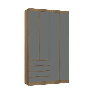 Imagem de Guarda Roupa Modulado 4 Portas E 4 Gavetas 134cm Veneza Luciane Móv Avelã Pf/cinza Supremo Pf