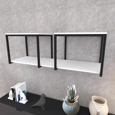 Imagem de Prateleira Industrial Suspensa Estante Parede Nicho Branco Cozinha Escritorio Sala Quarto Infantil