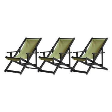 Imagem de Kit 3 Espreguiçadeiras Dobrável Black Cb-verde