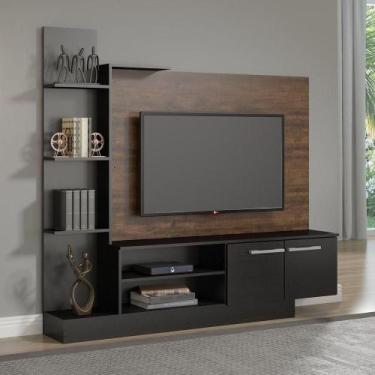 Imagem de Estante Para Tv 50 Polegadas Com 2 Portas E Nichos Menu Móveis Castanh