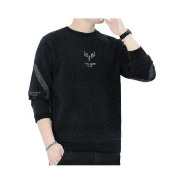 Imagem de Suéteres Masculinos De Chenille Listrado Tricotado Com Gola Redonda Mo