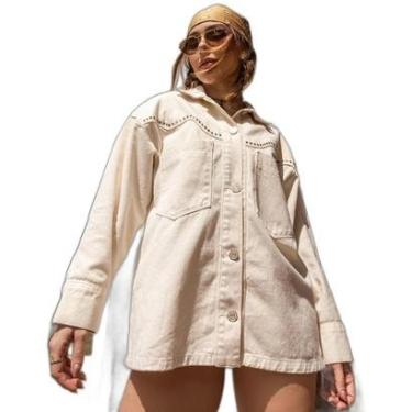 Imagem de JAQUETA JEANS FEMININA OVERSIZED COM APLICAÇÃO-Feminino