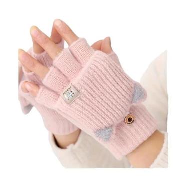 Imagem de Luvas Femininas De Inverno Quentes Com Orelhas De Gato Conversíveis Se
