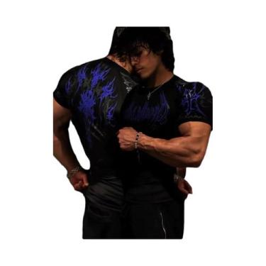 Imagem de Camiseta De Compressão Unissex Com Estampa Gótica Em Metal, Estilo Pun