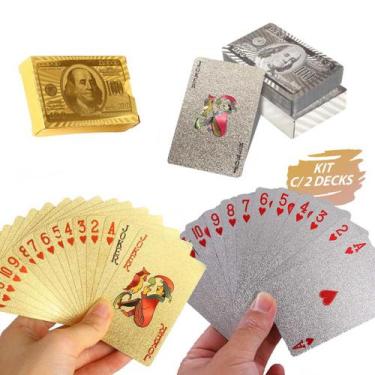 Imagem de Kit 02 Maços Decks Cartas Baralho Criativo Folheado Poker Truco Plásti