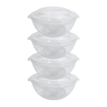 Imagem de Kit de Cozinha 4x Bacias Saladeiras Pote Plástico FREE BPA Transparent