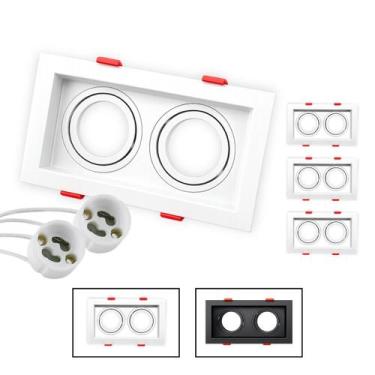 Imagem de 3 Spot Recuado Duplo Embutir Led Mr16 Gu10 Luminária Teto Sala Quarto 