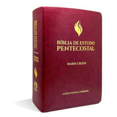 Imagem de Bíblia De Estudo  Pentecostal  ARC  Harpa Cristã  Luxo Vinho - Média  