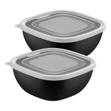 Imagem de Jogo de Potes Tramontina MixColor Polipropileno Preto 2 Litros 2 Peças