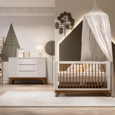 Imagem de Quarto de Bebê com Berço 2 em 1 e Cômoda Sambalelê - Divicar Móveis